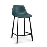Trent Austin Design® Parker Counter & Bar Stool Upholstered/Leather/Metal/Faux leather in Blue/Black | 35 H x 18 W x 21 D in | Wayfair