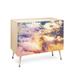 Wrought Studio™ Shannon Clark Cosmic 2 Door Credenza Cabinet Wood/Metal in White/Blue/Yellow | 30 H x 38 W in | Wayfair