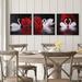 House of Hampton® Swan & Red Rose - 3 Piece Wrapped Canvas Photograph Canvas in Black/Red/White | 12 H x 12 W x 1.5 D in | Wayfair