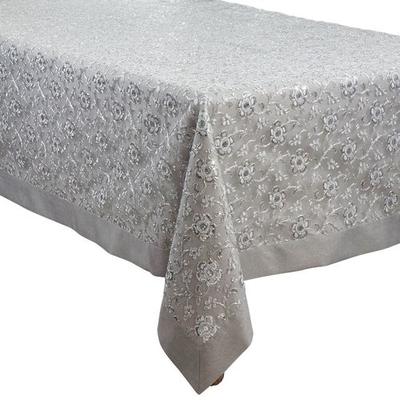 Floral Elegance Oblong Tablecloth, 65 x 120, Silver