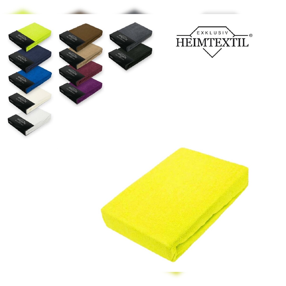 EXKLUSIV HEIMTEXTIL Frottee Spannbettlaken Premium 180 - 200 x 200 cm Gelb 80% Baumwolle 20% Polyester Öko - Tex Zertifiziert Bed-Sheet Bettlaken Image
