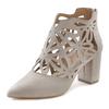 High-Heel-Stiefelette LASCANA, Damen, Gr. 41, grau (hellgrau), Obermaterial: 100% Textilmaterial. Futter: 100% Lederimitat. Decksohle: 100% Lederimitat. Laufsohle: 100% Synthetik, unifarben, modisch, Schuhe, mit femininer Spitze und Blockabsatz,...