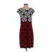 R&K Casual Dress - Mini Scoop Neck Short sleeves: Red Color Block Dresses - Women's Size Small
