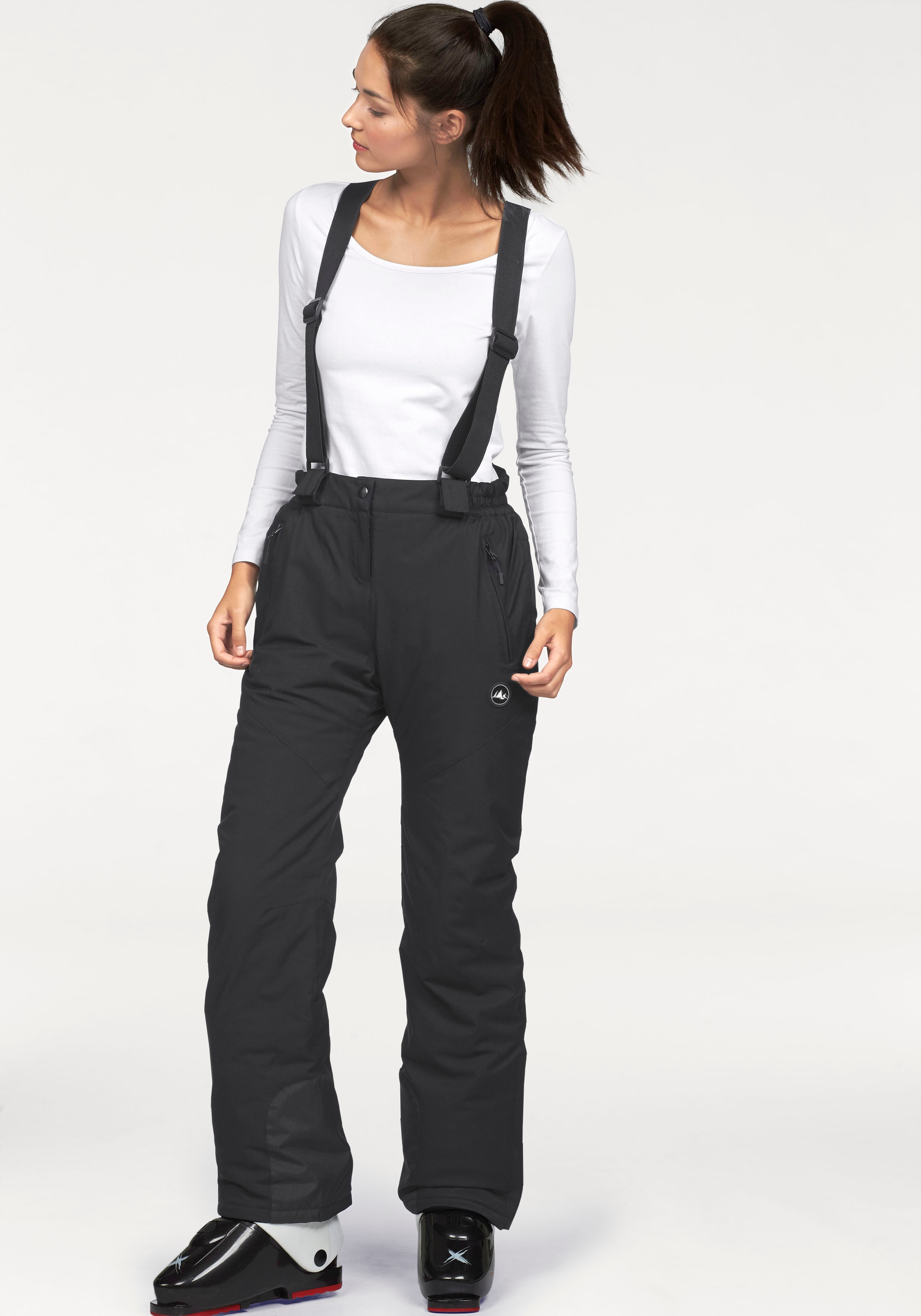 Skihose POLARINO, Damen, Gr. 40, N-Gr, schwarz (schwarz (skihose aus beständigem material)), Web, Obermaterial: 100% Polyester. Futter: 100% Polyester. Wattierung: 100% Polyester, Sportlich, lang, Hosen, Wasser- und winddicht Image