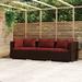 Latitude Run® Wicker Patio Furniture 3 Piece w/ Cushions Poly Rattan Wicker/Rattan in Red/Brown | 23.82 H x 27.56 W x 27.6 D in | Wayfair