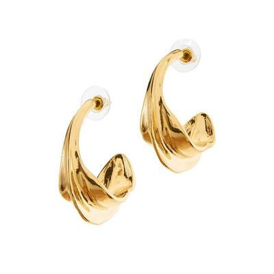 Boston Proper - Gold Yellow - Hammered Metal Hoop Earrings - One Size