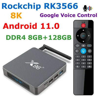 Boîtier TV X96 X6 Android 11 8 Go RAM 128 Go Rockchip RK3566 CODEC VIDÉO 8K 2 stéroïdes R
