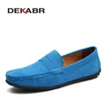 DEKABR-Mocassins souples respirants en cuir véritable pour hommes chaussures plates décontractées