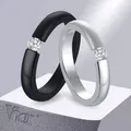 Vnox – bagues de mariage 3mm pour femmes et hommes bague Solitaire de Couple en acier inoxydable