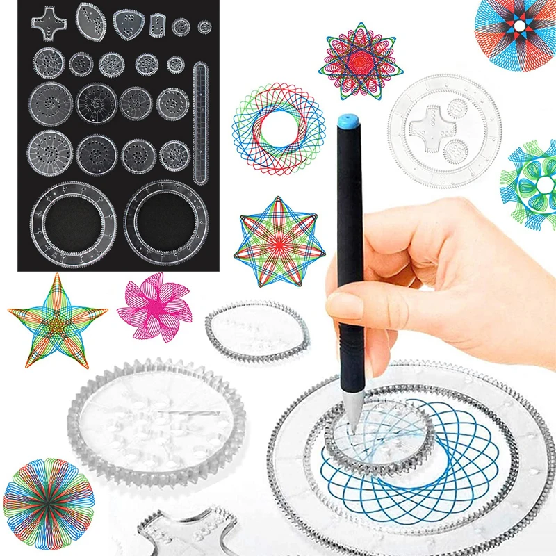 Ensemble de conception de spirographe à engrenage classique, Kits de pochoirs de règle géométrique magique pour enfants, bricolage d'art créatif, peinture artisanale, jouets de dessin