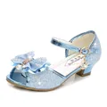 Sandales de princesse pour filles chaussures de mariage à talons hauts avec nœud papillon or
