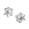 Boucles d'oreilles en argent incrusté de perles et de fleurs design indépendant accessoires de