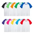 T-shirt blanc à manches courtes et col rond pour enfant en polyester uni à sublimation vêtements