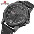 NAVIFORCE – montre-bracelet en cuir pour homme étanche à 30m style sportif militaire à Quartz