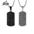 Black Iced Out Bling Pendentif Collier pour Homme Micro Pave CZ Dog Tag Colliers de la raq Bijoux