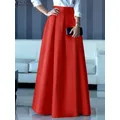ZANZEA-Jupe longue taille haute élégante pour femmes jupes de bureau A-line jupe en satin de fête