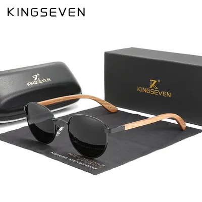 KINGSEVEN-Lunettes de soleil en bois polarisées pour hommes miroir lunettes de soleil pour hommes