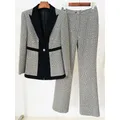 Blazer et pantalon à paillettes pour femmes nouvelle collection de styliste ensemble slim fit pour