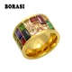 Bague en cristal multicolore pour femme anneau de mariage en acier inoxydable 316L bague en pierre