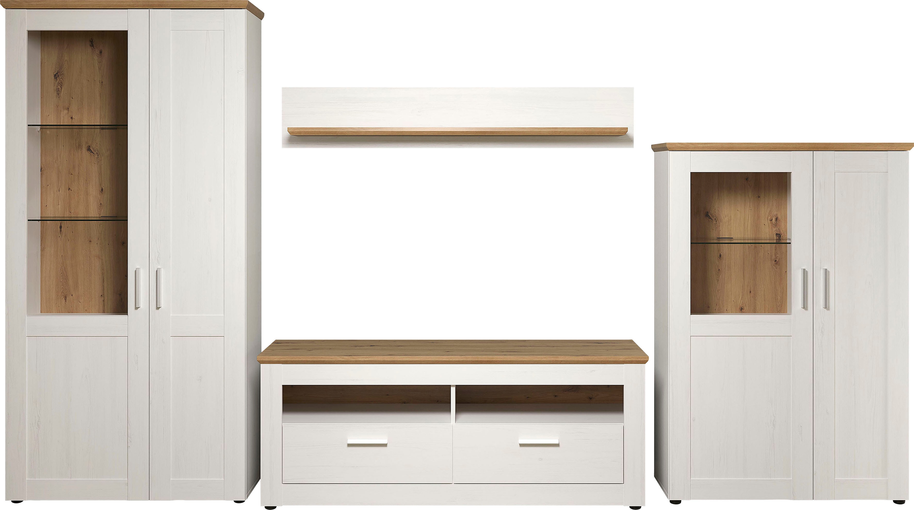 Wohnwand HOME AFFAIRE "Nybro", braun (andersen pine weiß, artisan eiche melamin), Kastenmöbel-Sets, Wohnwand