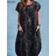 ZANZEA – robe d'été décontractée à manches courtes pour femmes imprimé Floral longueur genou col