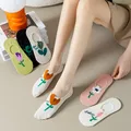 5 paires de chaussettes pour femmes chaussettes fines couleurs bonbons dessin animé fleur bateau