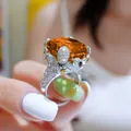 ChimHigh-Bagues de mariage en cristal de grande pierre pour femmes bague de fiançailles de luxe