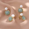 Boucles d'oreilles clip rétro simples sans piercing pour femme clip de perle baroque vintage