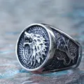 Bague en forme de loup Viking pour homme anneau en acier inoxydable motard maison de loup de