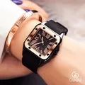 GUOU-Montre à Quartz Rectangulaire en Cuir pour Femme Haut de Gamme Grand Cadran Luxe