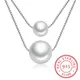 Collier de personnalité féminine en argent regardé 925 bijoux à la mode perle d'amour double