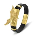 Bracelets tressés en cuir noir et or pour hommes bijoux de haute qualité à la mode bijoux