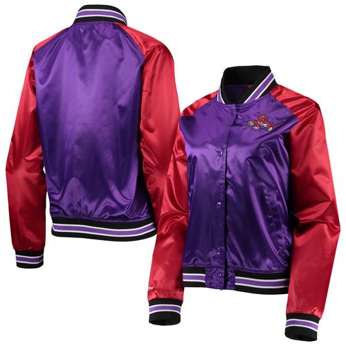 Lila Toronto Raptors Hardwood Classics Raglan-Satin-Full-Snap-Jacke von Mitchell & Ness für Damen