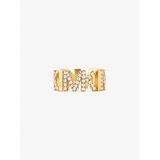 Michael Kors Precious Metal-Plated Brass Pavé Logo Ring Gold 6