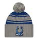 Men's New Era Navy Indianapolis Colts 2022 Sideline Cuffed Pom Knit Hat
