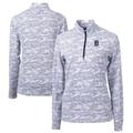 Women's Cutter & Buck Charcoal Detroit Tigers Traverse Camo Print Stretch Quarter-Zip Pullover Top