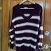 American Eagle Outfitters Sweaters | American Eagle Burgundy Cream And Tan Striped Sweater Size Extra Small | Color: Cream/Tan | Size: Xs