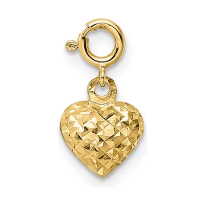Belk & Co 14K Yellow Gold Diamond-cut Heart with Spring Ring Clasp Charm