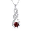 LOCIBLO Necklaces for Women 925 Sterling Silver Infinity Pendant White Gold January Birthstone Red Synthetic Garnet Necklace Anniversary Birthday Gifts Jewellery for Her, 16"+2"