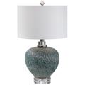 Almera Distressed Dark Teal Glaze Ceramic Vase Table Lamp