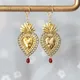 Boucles d'oreilles en or avec pendentif en goutte de sang rouge pour femme bijoux d'amour