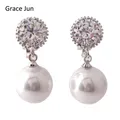 Boucles d'oreilles à clip en perles simulées pour femmes qualité supérieure forme ronde AAA