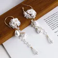 Lifefontier – boucles d'oreilles en forme de goutte de perle pour femme bijoux de mariage avec