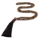 Collier de prière Mala 108 en bois naturel perles de bouddha collier à pampilles mode femmes
