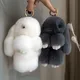 Porte-clés pompon lapin en vraie fourrure de lapin moelleux pour femmes jolies filles bibelot sur