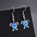 Boucles d'oreilles en forme de tortue pour femmes bijoux en opale bleue goutte d'eau cadeau de