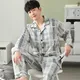 Ensemble de pyjama en coton à manches longues pour hommes vêtements de nuit College pour hommes