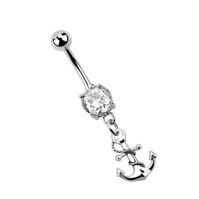 Bauchnabelpiercing ADELIA´S "Piercing Piercing Bauchnabelpiercing", Damen, transparent (klar), Chirurgiestahl, modisch, Piercings, 316l Stahl Banane - Anhänger mit Anker