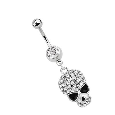 Bauchnabelpiercing ADELIA´S "Piercing Piercing Bauchnabelpiercing", Damen, transparent (klar), Chirurgiestahl, modisch, Piercings, 316l Stahl Banane - klar Totenkopf und Sonnenbrille