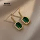 Boucles d'oreilles géométriques carrées en cristal vert bijoux de luxe mode coréenne accessoires